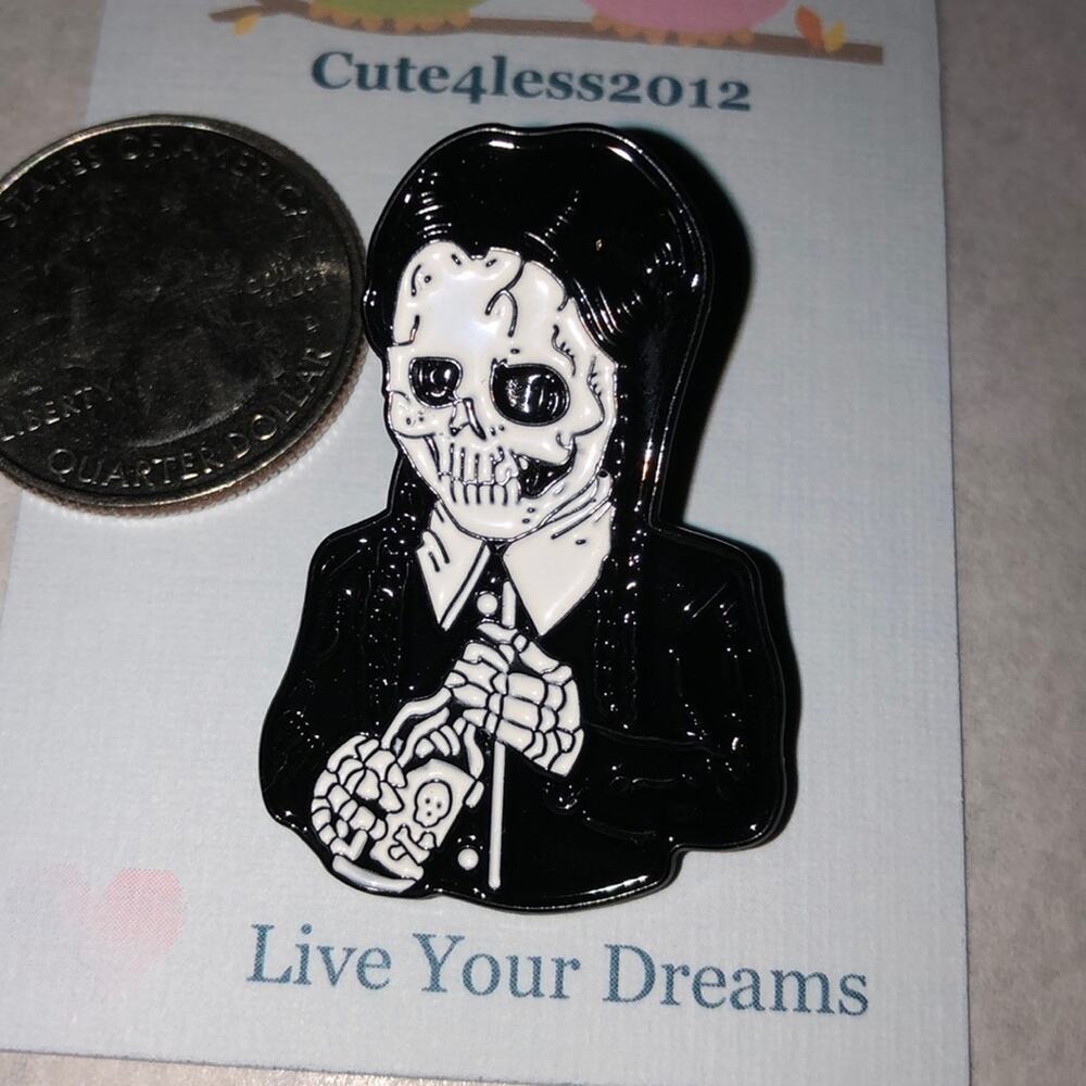 Skeleton Wednesday Adams Adams Family Pin Brooch